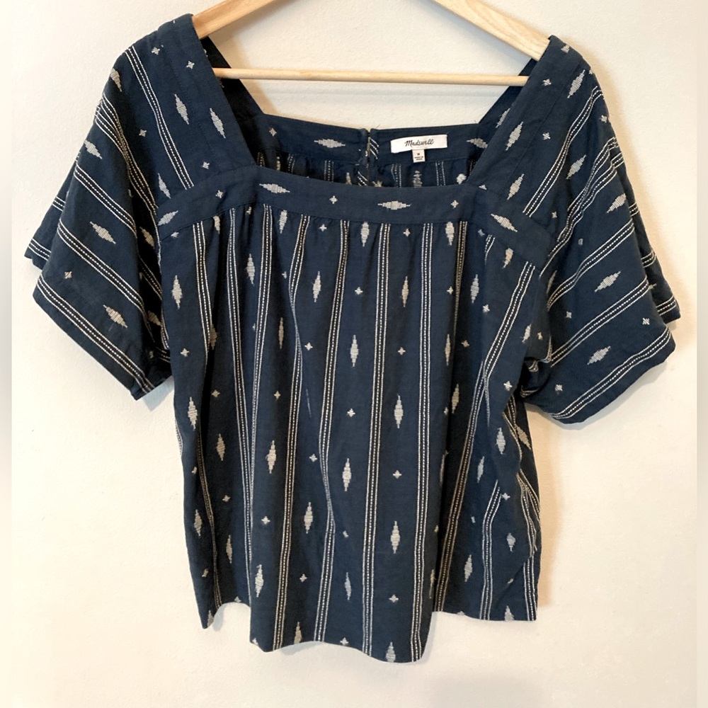 Madewell Jacquard Square Neck top, Size Medium